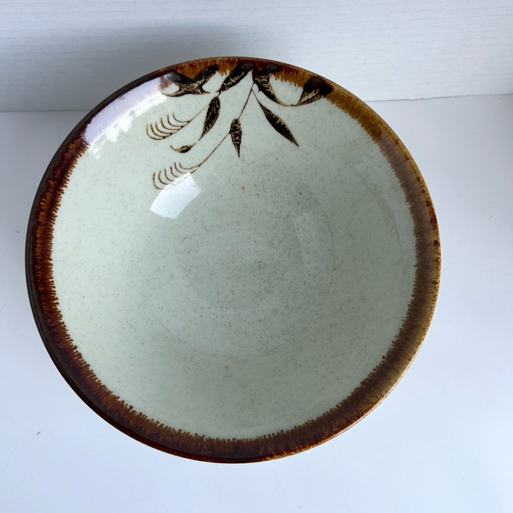 Vintage Ceramic Bowl with Brown Rim Japanese Style sets of three